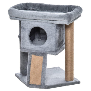  Cat Tree, Small Cat Tower with Perch, Scratching Post, Cat Condo, Toy Ball for Kitty, Indoor Use, Grey