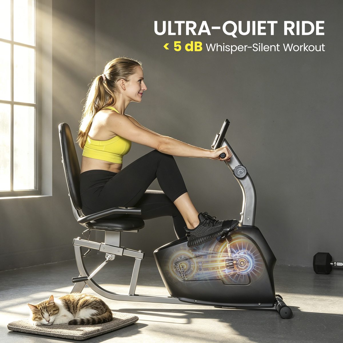 Soozier Recumbent Exercise Bike with 8-Level Magnetic Resistance, LCD Monitor, Heart Rate Handle and Adjustable Seat