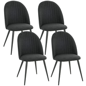  Set of 4 Modern Dining Chairs, Velvet Upholstered Kitchen Chairs with Steel Legs for Living Room, Black