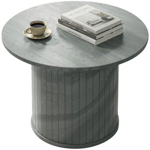 Round Coffee Table, 24" Center Table, Cement Grey
