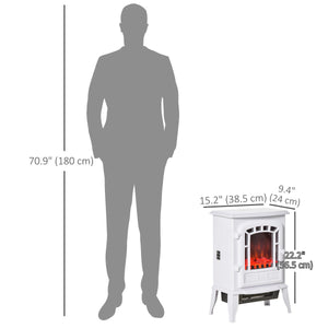  Electric Fireplace Heater, Freestanding Fireplace Stove with Realistic Flame Effect Overheat Protection 750W/1500W White
