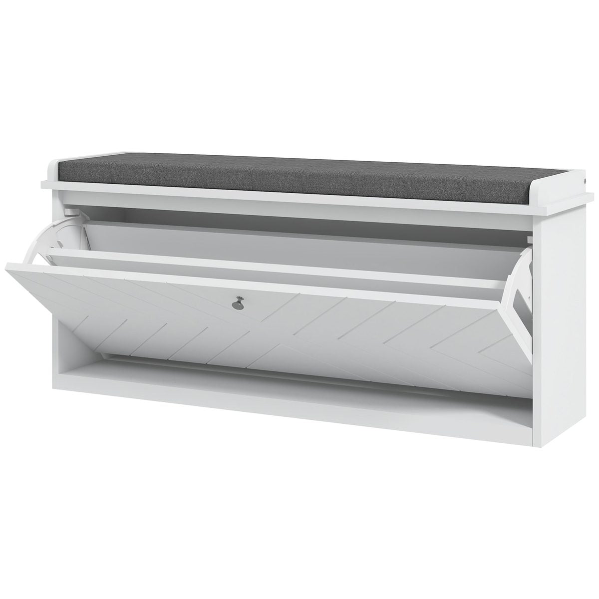  Shoe Storage with Seat, Upholstered Hallway Bench, Shoe Bench with Flip Drawer, Adjustable Shelf for 8-10 Pairs of Shoes