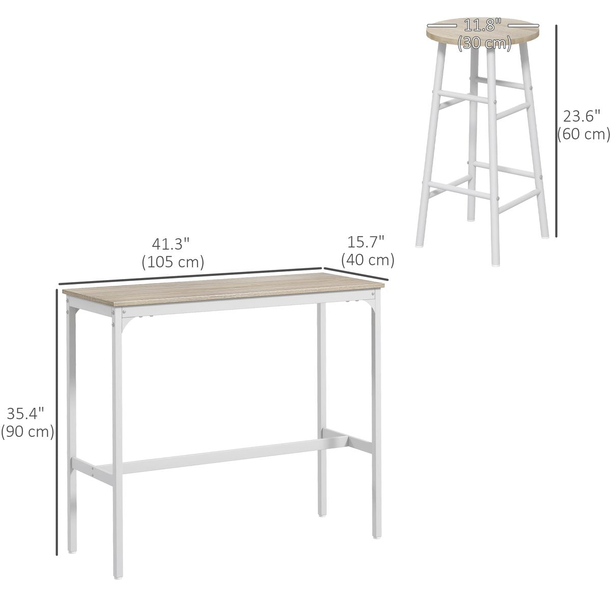  3-Piece Counter Height Bar Table and Chairs, Dining Table and Chairs Set for 2, Pub Table and Chairs