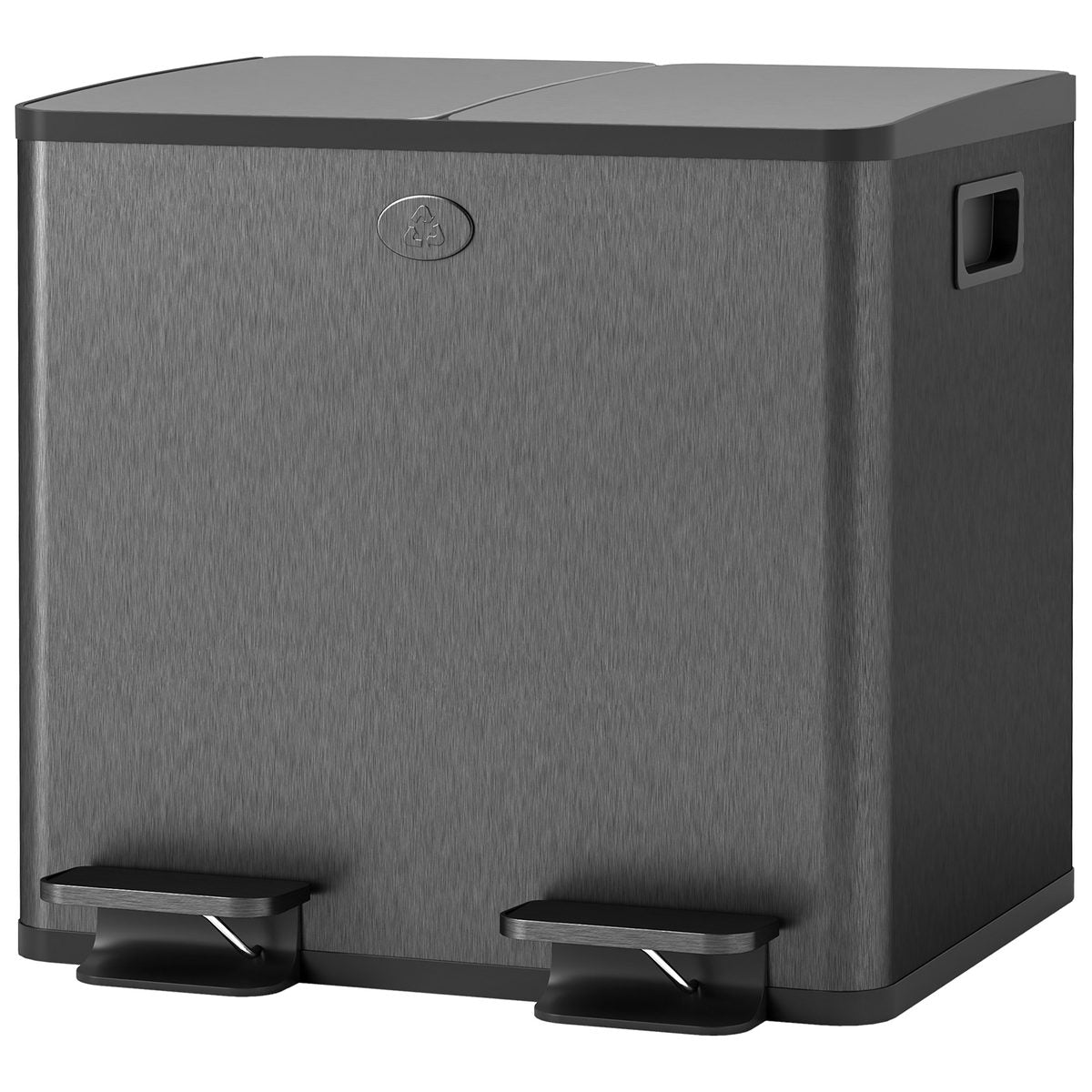  Garbage Bin, Soft-Close Trash Can with Foot Pedal, 2x4 Gallon (2x15 L) Garbage Can with Removable Inner Buckets, Black