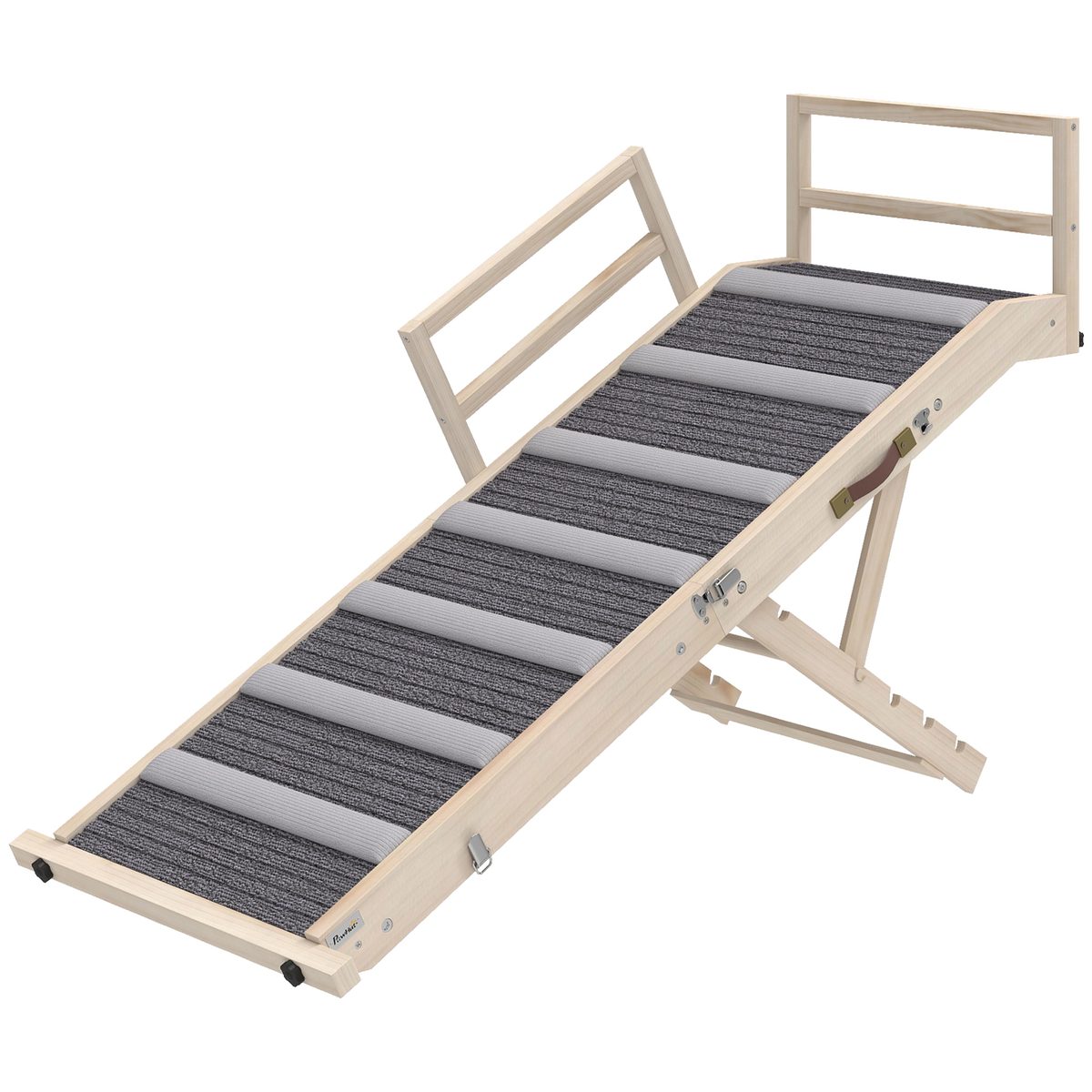  Dog Ramp, Folding Pet Ramp, 4 Adjustable Height from 15" to 19", Pet Stairs with Side Rails for Small to Large Dogs
