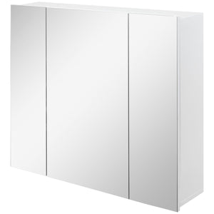  28" x 24" Wall Mounted Mirror Cabinet, Bathroom Medicine Cabinet with Mirror, 3 Doors and Adjustable Shelves, White