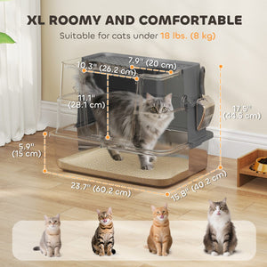  XL Stainless Steel Litter Box w/ 100° Flip Top, Scoop, Side Top Dual Entry, Odor Free, Easy Cleaning, Anti Leakage