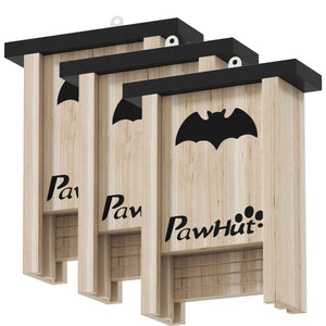  3PCs Wooden Bat Boxes, Bat Houses Designed to Attract Bats & Easy to Hang for Outdoor, Garden, Farm, 18 x 6 x 22.5 cm