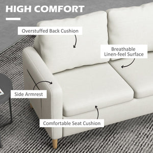  56" 2 Seat Sofa, Modern Love Seats Furniture, Upholstered 2 Seater Couch with Side Pockets, Solid Wood Frame, White