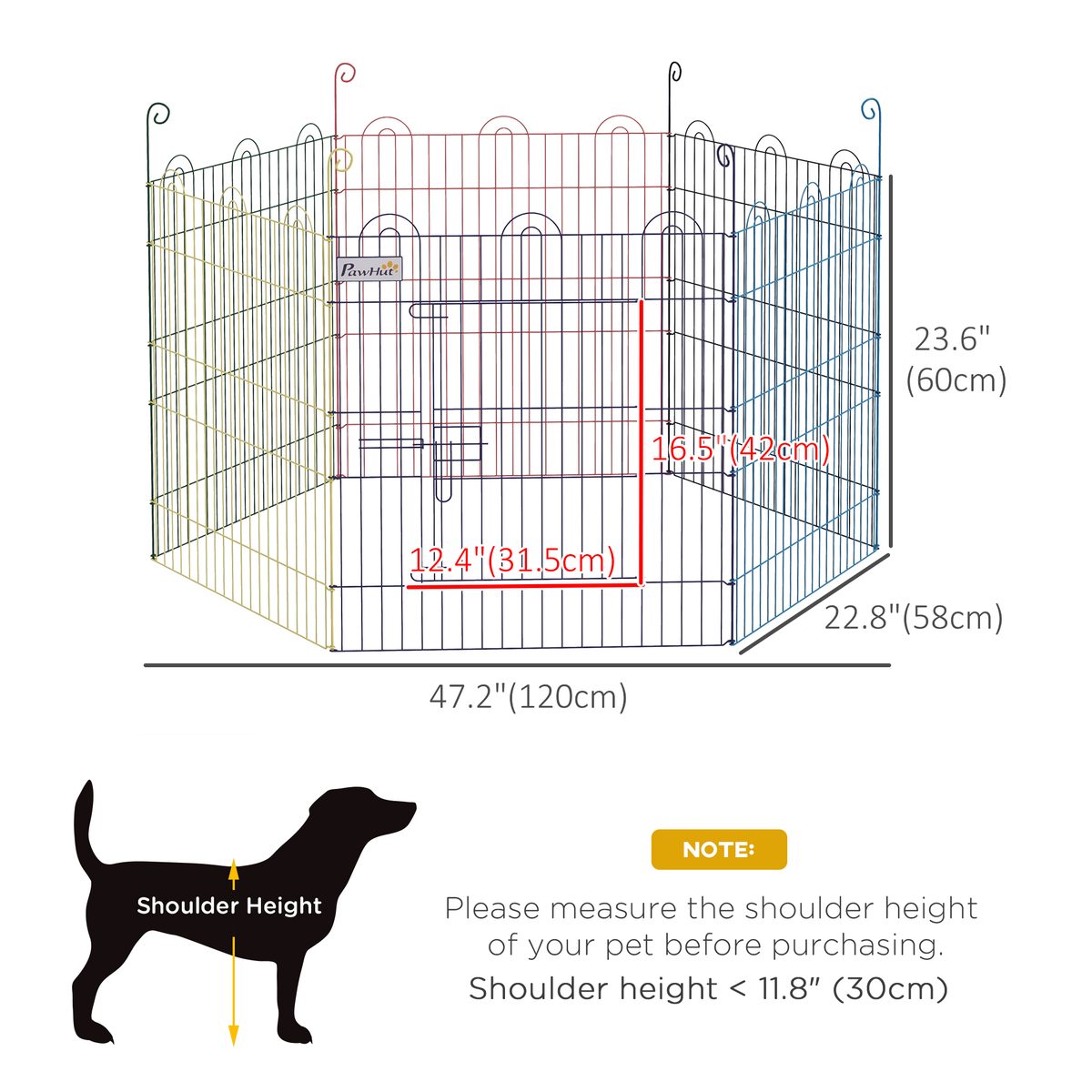  Metal Pet Playpen Portable Hexagon Dog Exercise Fence Multi-colored