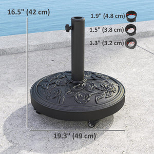  46 lbs Resin Round Patio Umbrella Base, Umbrella Stand with Wheels, Outdoor Umbrella Stand, Black