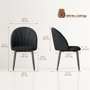  Modern Dining Chairs Set of 4, Upholstered Dining Room Chairs with Metal Legs, Shell Backrest, Padded Seat, Black
