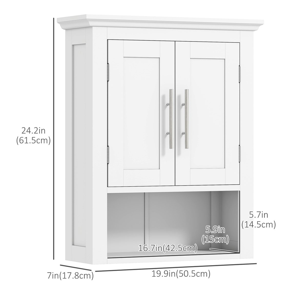  Bathroom Wall Cabinet, Medicine Cabinet, Toilet Storage Cabinet with Shelf for Living Room and Entryway, White