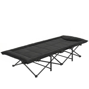  Camping Cot for Adults with Padded Cushion, 31.5" Wide Folding Bed with Carry Bag and Non-Slip Feet, Black