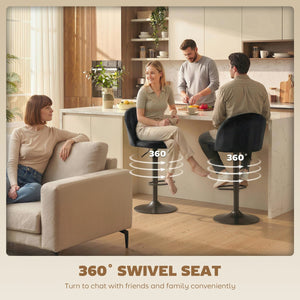  Bar Stools Set of 2, Swivel Counter Height Barstools with Footrest, Black