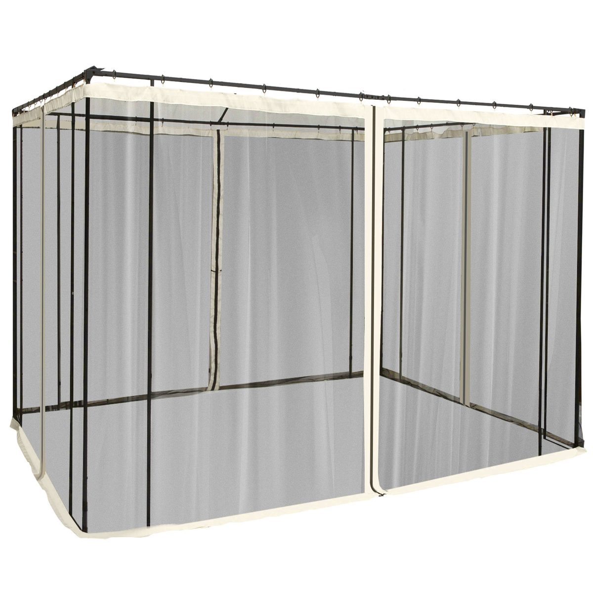 Replacement Mosquito Netting for Gazebo 10' x 10' Black Screen Walls for Canopy with Zippers for Parties