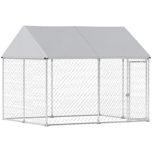  Heavy Duty Galvanized Steel Outdoor Dog Kennel with Waterproof Roof, Safety Lockable Latch System, 9.2' x 7.5' x 7.2'