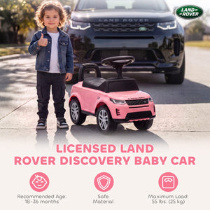 Qaba Licensed Land Rover Ride on Push Car with Anti-Tip Device, Under-Seat Storage, Horn, Engine Sounds for 18-36 M, Pink
