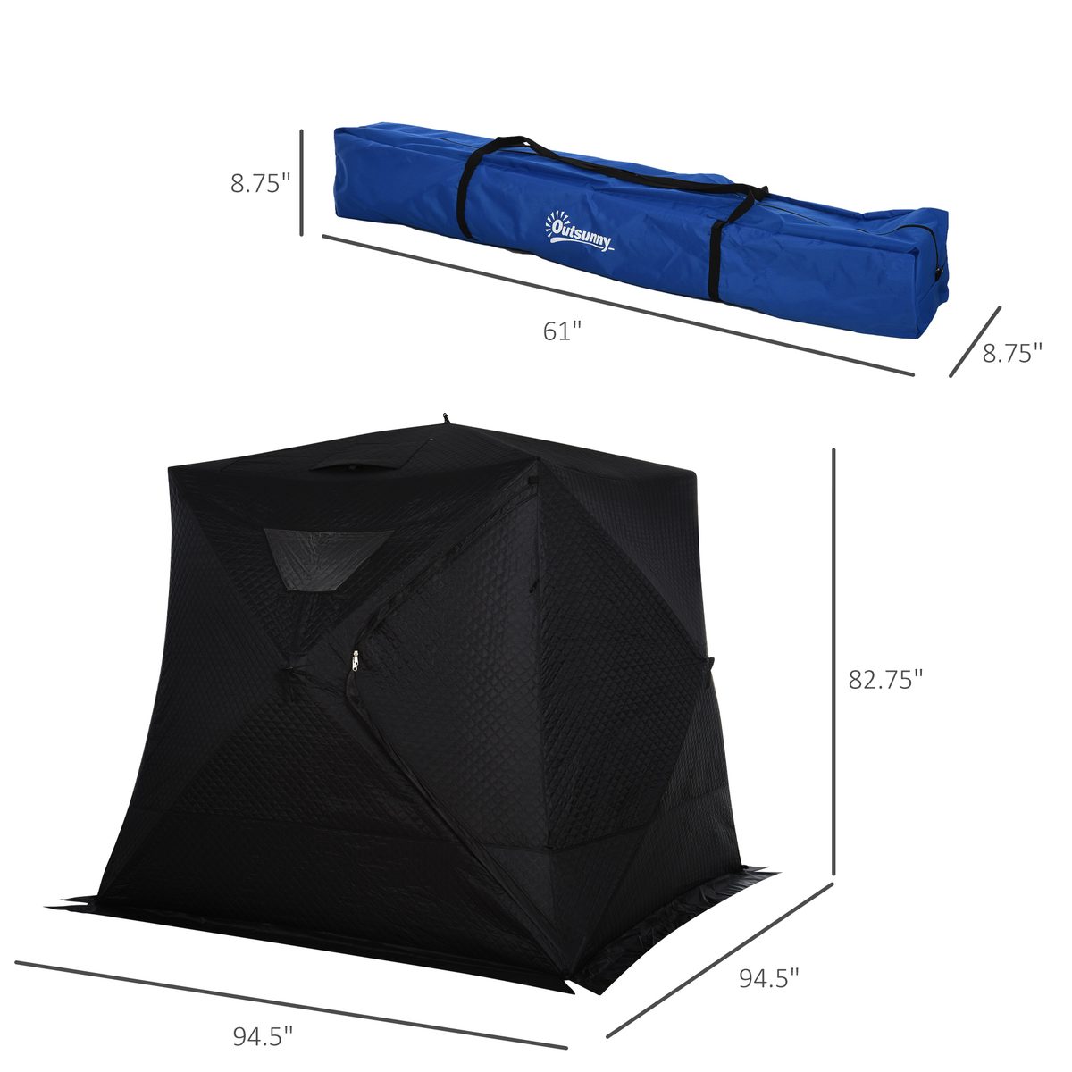  4-Person Insulated Ice Fishing Tent, Portable Ice Fishing Shelter with Ventilation Windows, Carry Bag, Two Doors and Anchors for Low-Temp -22℉