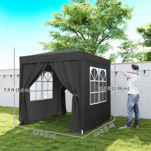 6.6'x6.6' Pop Up Canopy Tent with Sidewalls, Instant Sun Shelter Camping Gazebo with Carry Bag, Black