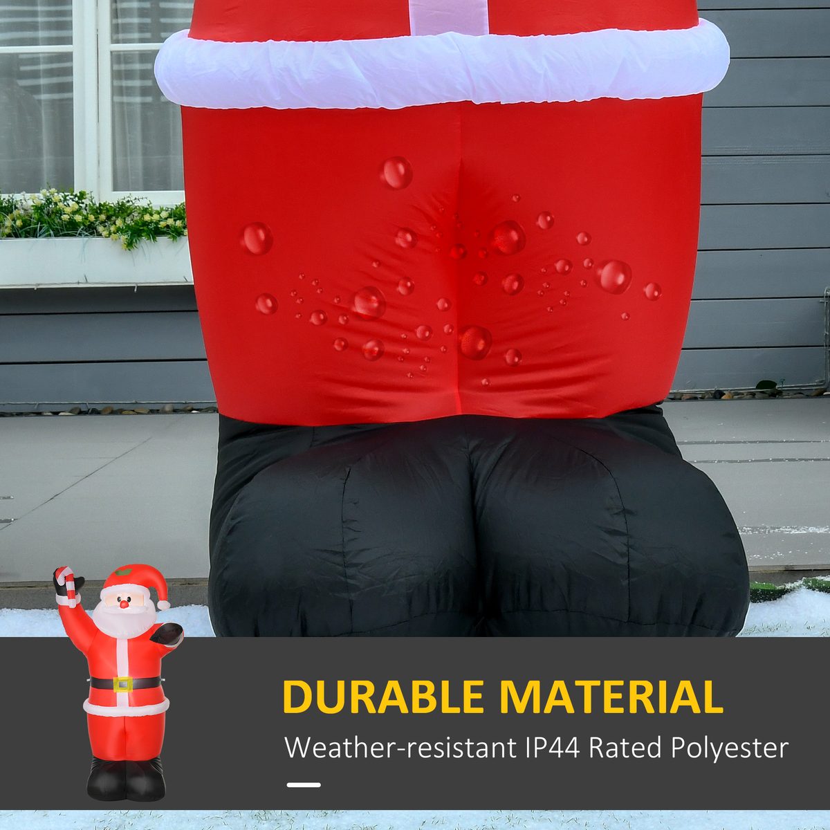  8ft Inflatable Christmas Santa Claus with Candy Cane, Blow-Up Outdoor LED Yard Display for Lawn Garden Party