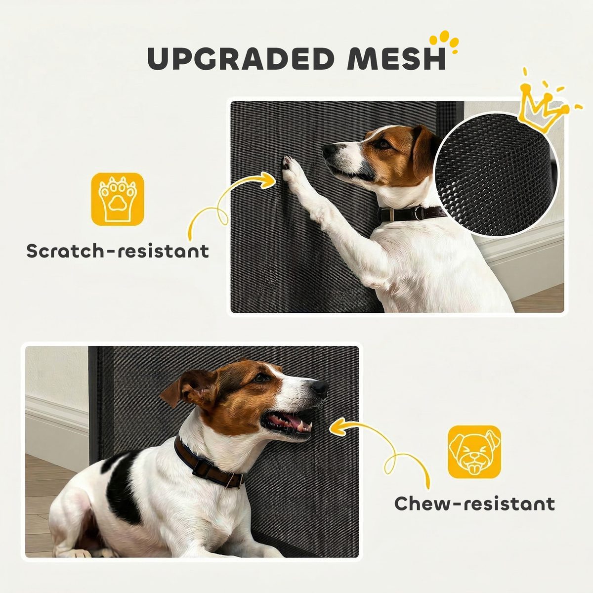  Retractable Dog Gate, 36.6" Tall,  Extends to 55" Wide, Mesh Pet Gate with Single Hand Operation, for Stairs, Doorways