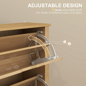 Shoe Storage Cabinet with 3 Flip Drawers and Adjustable Shelves for 12-18 Pairs of Shoes, Natural Wood – view 5