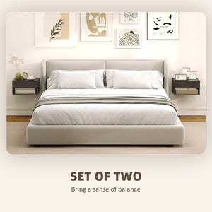  Floating Bedside Tables Set of 2, Wall-Mounted Nightstand, High Gloss Black