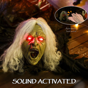  72" Life Size Halloween Animated Crawling Zombie with Glowing LED Eyes, Battery Operated, Indoor Outdoor Party Props