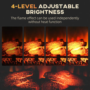  27" Electric Fireplace Insert, Retro Recessed Fireplace Heater with Realistic Log Flame, Remote Control, Adjustable Brightness, 1400W, Black