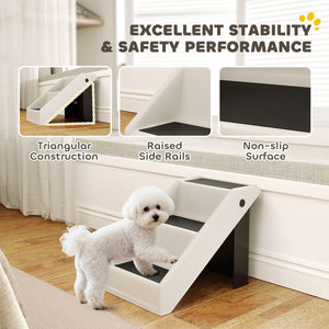  Dog Stairs for Small Dogs, 14.5" H Foldable Pet Ramp with 3 Non-Slip Steps for High Beds or Sofas