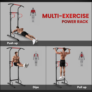 Soozier Power Tower, Pull Up Bar, Dip Station for Home Office Gym Multi-Function Workout Equipment