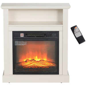  27" Freestanding Electric Fireplace with Mantel, 1400W Replaceable Fireplace Insert Heater with Timer, White