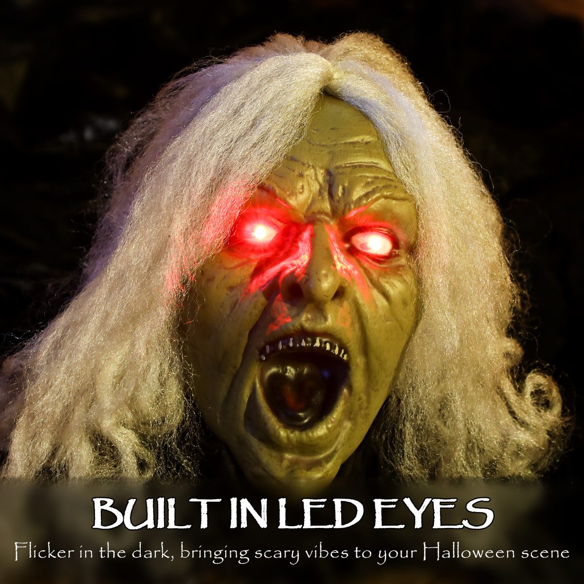  72" Life Size Halloween Animated Crawling Zombie with Glowing LED Eyes, Battery Operated, Indoor Outdoor Party Props