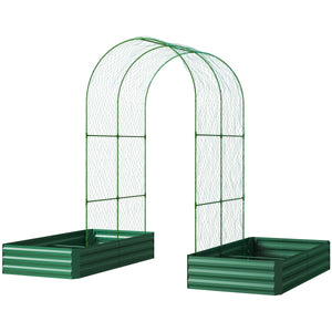  Metal Raised Garden Bed with Trellis for Climbing Plants, Galvanized Garden Bed Kit Outdoor Garden Box with Trellis