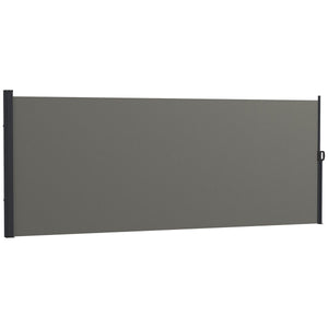  13' x 5' Retractable Side Awning, Outdoor Privacy Screen for Garden, Hot Tub, Balcony, Terrace, Pool, Dark Grey