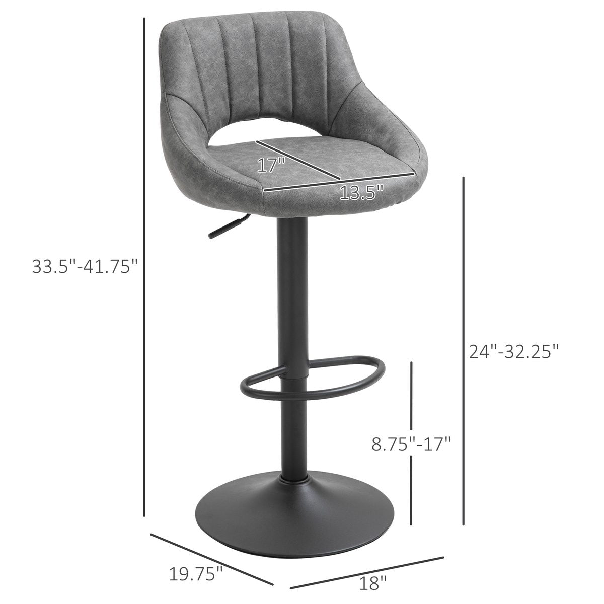 Bar Stools Set of 2, Swivel Counter Height Barstools with Adjustable Height and Cutout Back – view 3