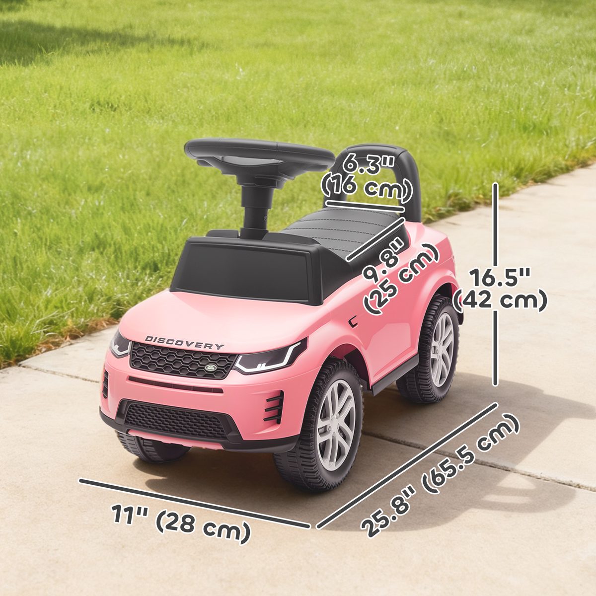 Qaba Licensed Land Rover Ride on Push Car with Anti-Tip Device, Under-Seat Storage, Horn, Engine Sounds for 18-36 M, Pink