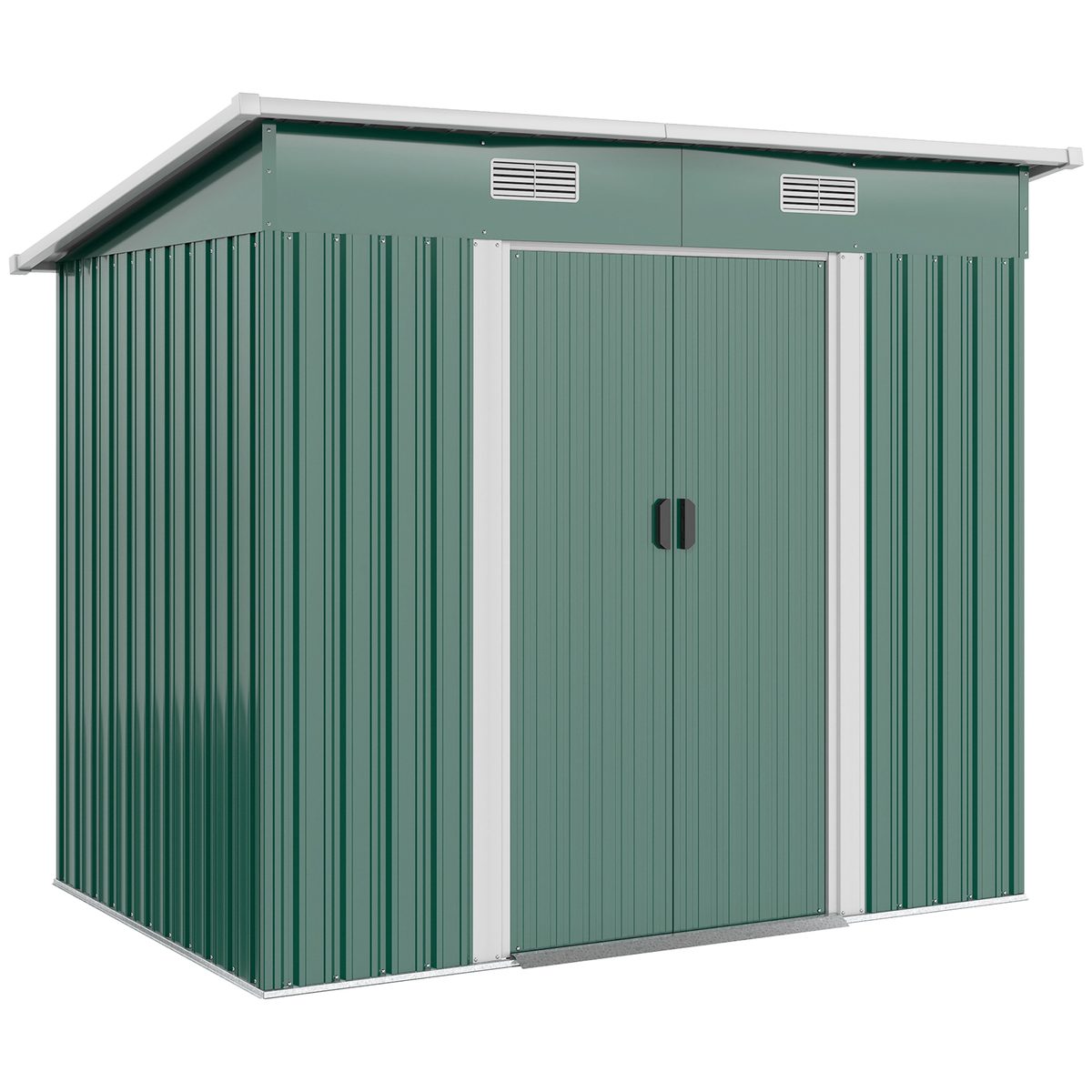  7'x 4' Metal Patio Storage Shed Garden Lockable Shed Tool Utility Storage Unit, Green