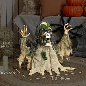  Halloween Animated Skeleton with Glowing LED Eyes, Animatronic Halloween Decorations, Battery Operated