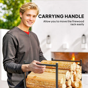  Firewood Rack Outdoor, 17 Inch Heavy Duty Log Holder for Indoor Fireplace Storage, Outdoor Curved Fire Wood Organizer