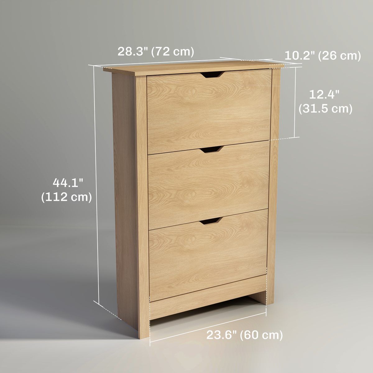 Shoe Storage Cabinet with 3 Flip Drawers and Adjustable Shelves for 12-18 Pairs of Shoes, Natural Wood – view 3