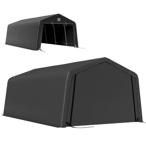  12' x 20' Portable Garage, Heavy Duty Carport Canopy with Ventilation Windows and Large Roll-up Door, Black