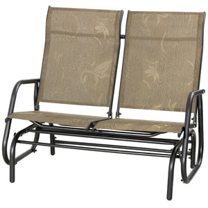  Outdoor Glider Bench, Patio Glider for 2 Persons, Brown