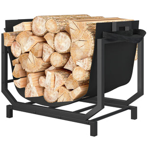  Firewood Rack Outdoor, Heavy-Duty Log Holder with Log Tote Bag for Fireplace, Indoor Fire Wood Storage Rack