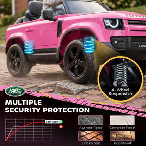 Qaba 12V Ride on Car Licensed Land Rover with Remote, Suspension, Slow Start, 3 Speeds, Lights, Music, Horn for 3-5, Pink