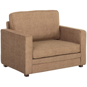  Accent Chair, Velvet-feel Fabric Armchair with Wide Seat, Spring Cushion, Solid Wood legs, Brown