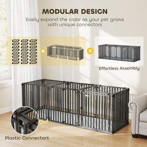  83 Inch Heavy Duty Dog Crate, Extra Large Metal Dog Cage Kennel with Mat for Large Breeds, Modular Puppy Playpen
