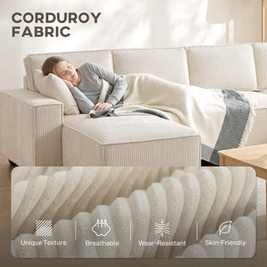  Modular U Shaped Couch, Sectional Sofa with Double Chaises and Spring Cushions, Beige