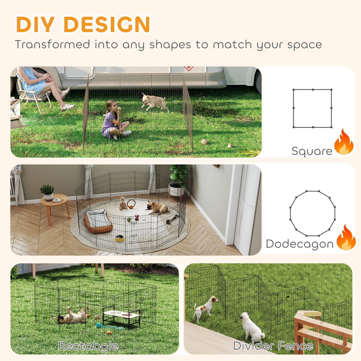  30inch Foldable Metal Exercise Pet Playpen Yard Dog Puppy Kennel Cage 12 Panel